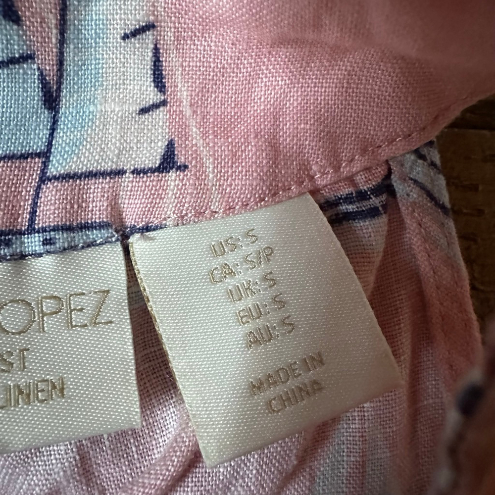 Women's St. Tropez West Pink & Blue Sailboat Maxi Dress S linen - Picture 6 of 12